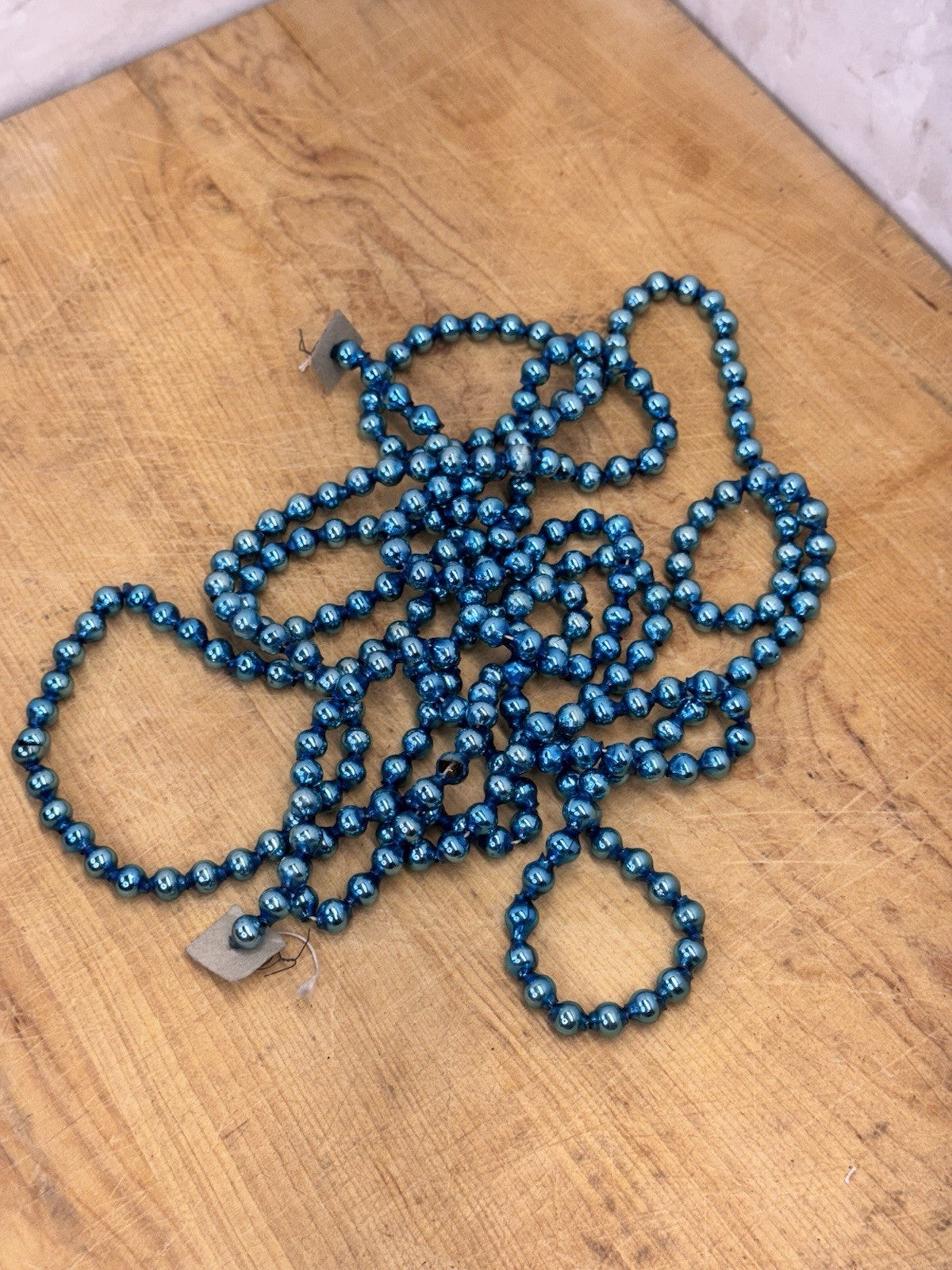 Antique Blue Christmas Beaded Japan Garland #1213