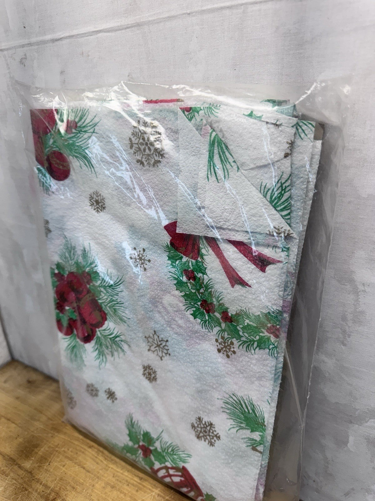Vintage Plastic Christmas Table Cloth NOS #1515