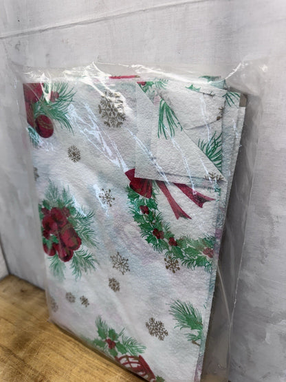 Vintage Plastic Christmas Table Cloth NOS #1515