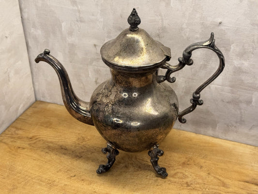 Silver Plated Heavy Ornate Coffee Pot Vtg #1317