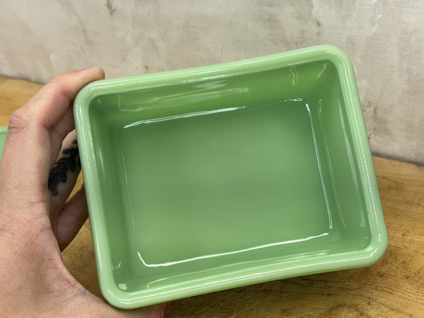 Jadeite Drippings Grease Container Antique Excellent Condition #1115