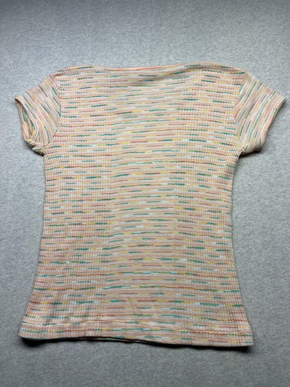 1960-70s Women’s Knit Stripe S Sleeve Top