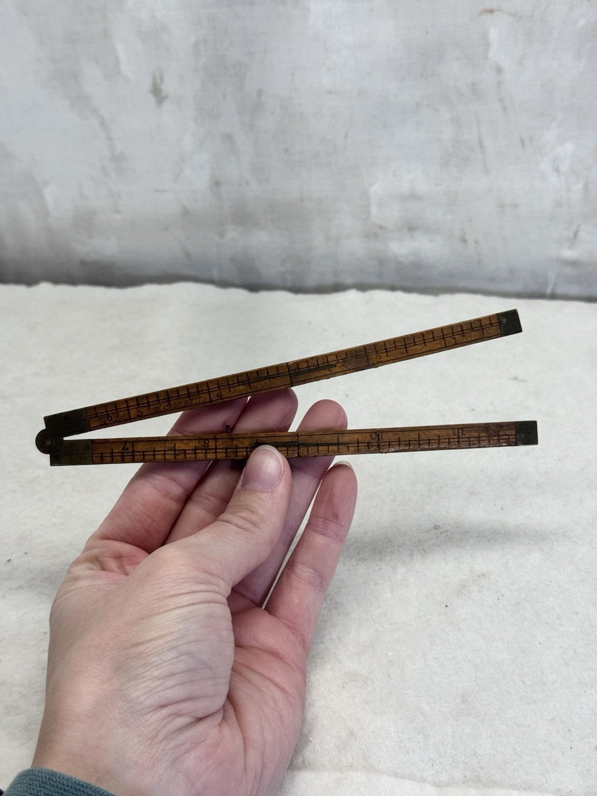 Vintage Wooden Folding Pocket Ruler