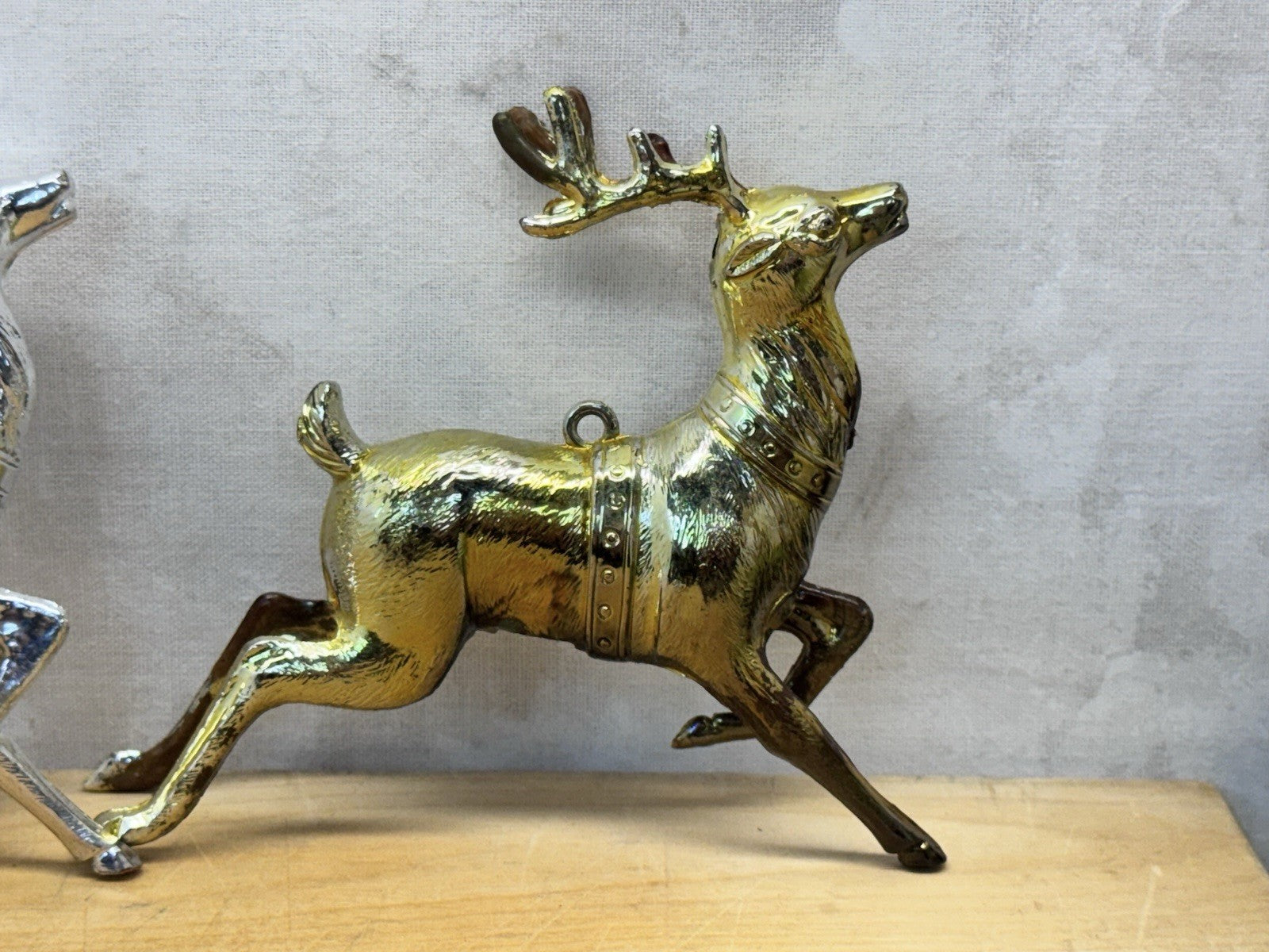 Three Vintage Plastic Reindeer Christmas #1056