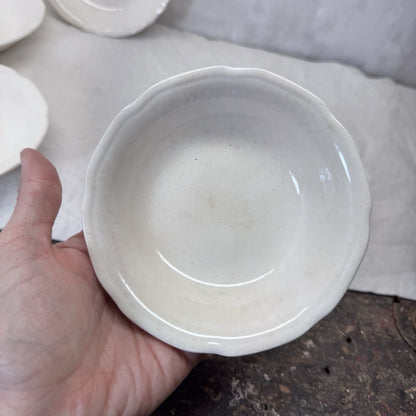 White Stoneware Serving Bowls Flawed 