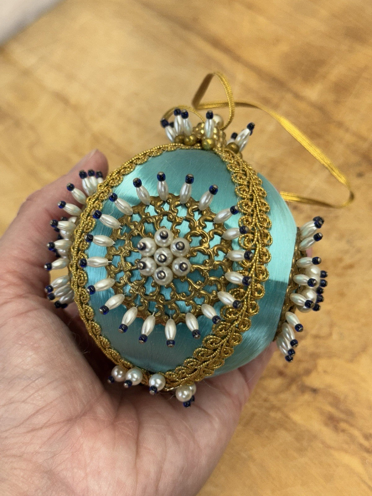 Handmade Push Pin Christmas Ornament Vtg #1395