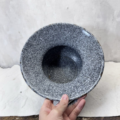 Grey White Enamel Spittoon Vintage