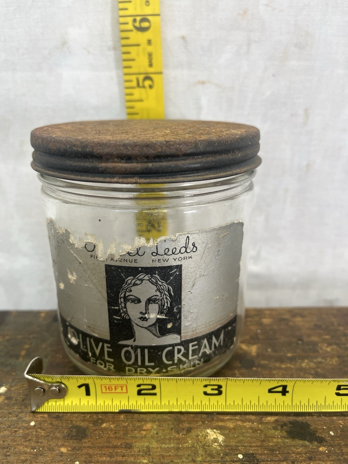 Olive Oil Cream Vintage Jar Empty