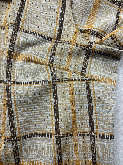 1970s Women’s Brown Plaid Knit S Sleeve W/pockets