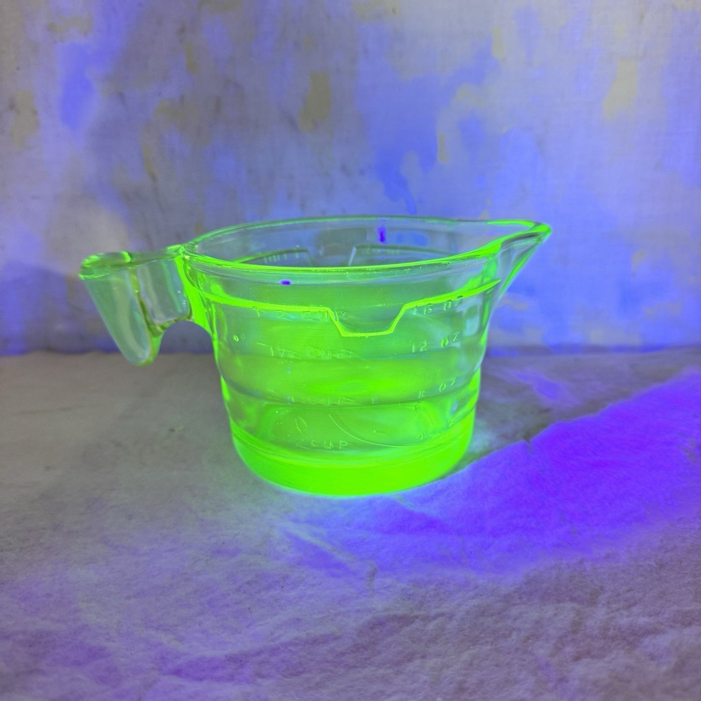 Green Uranium Glass Measuring Cup Vintage 