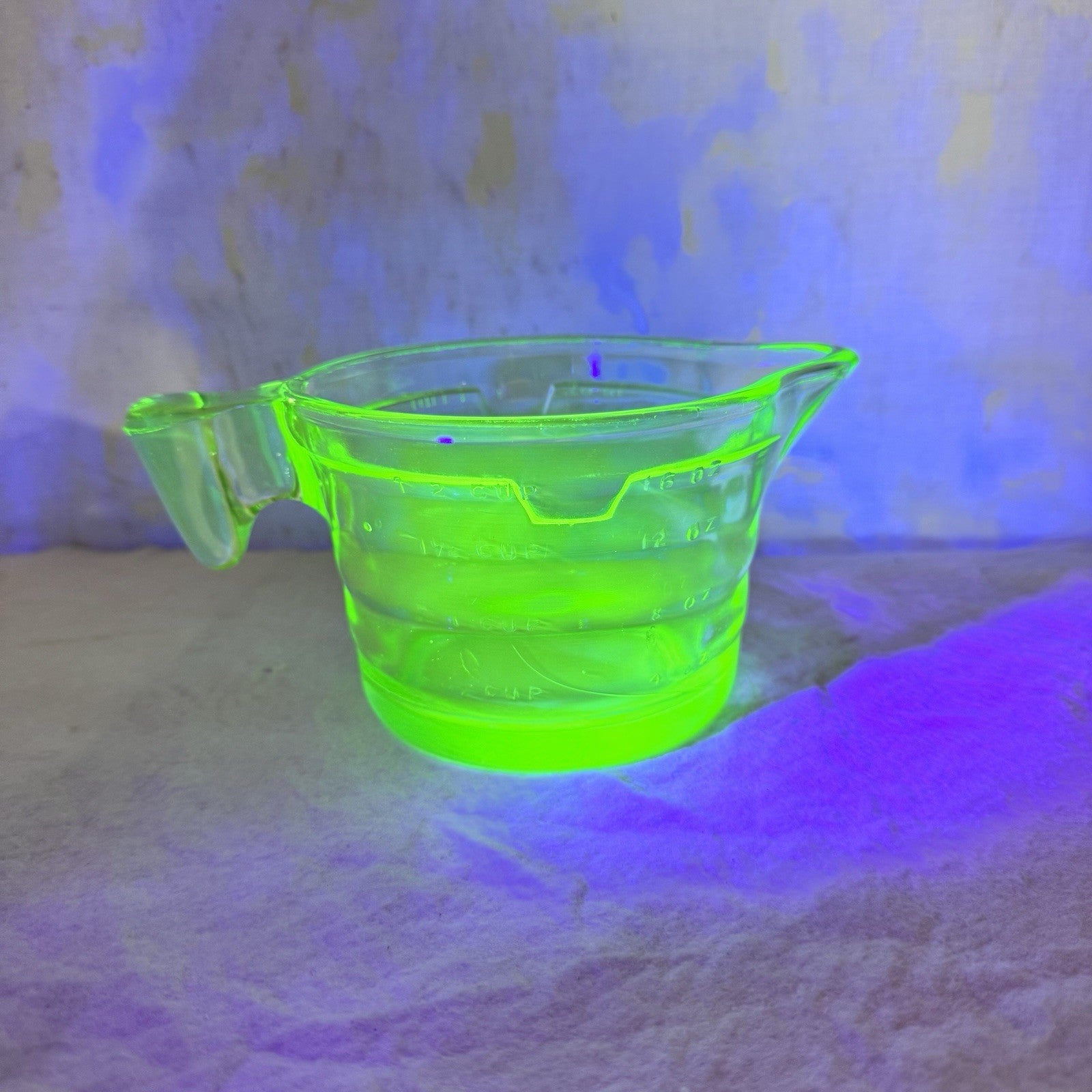 Green Uranium Glass Measuring Cup Vintage 