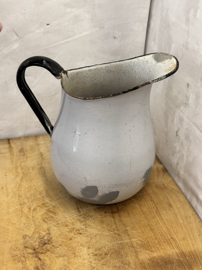 White Enamel Pitcher Antique #1360