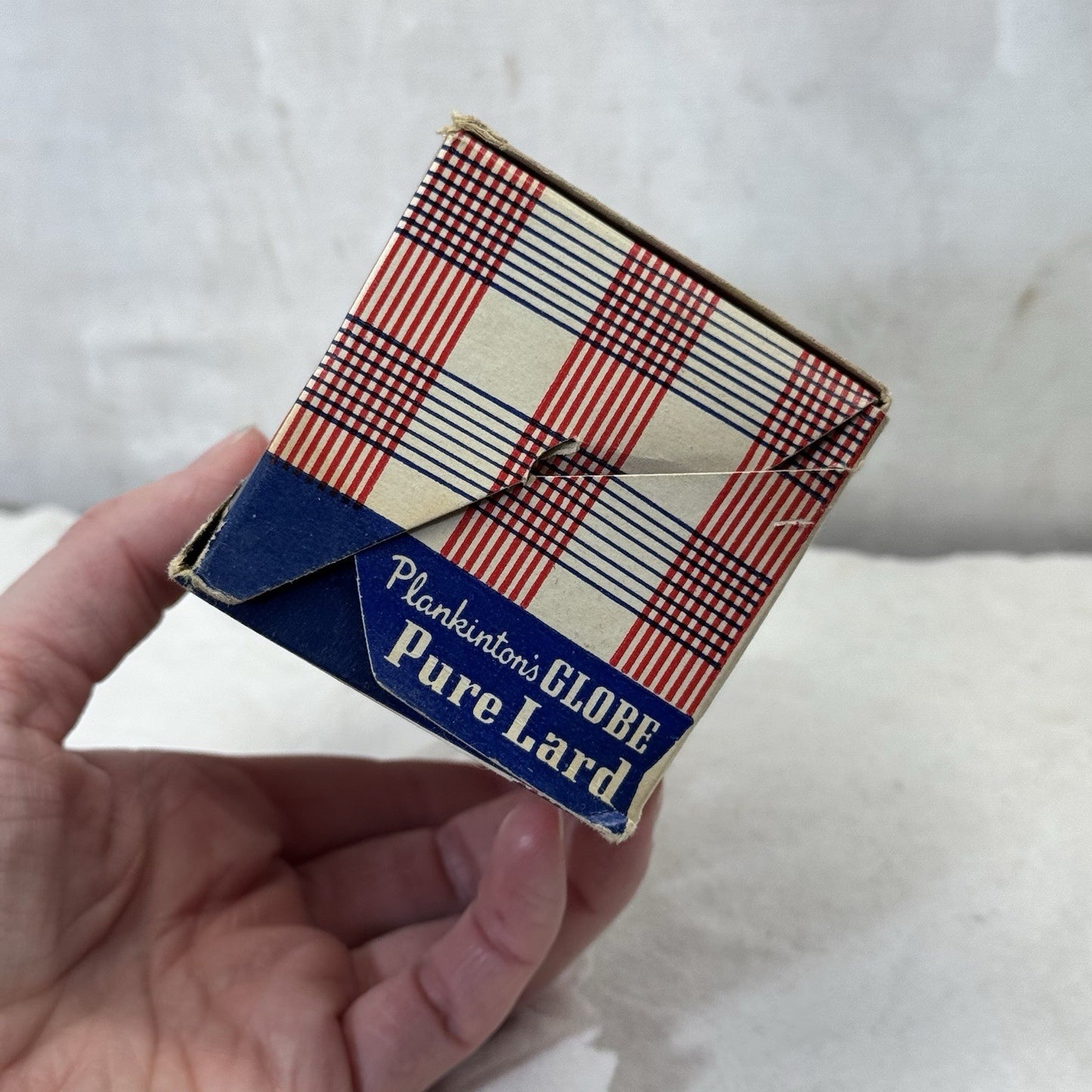 Plankintons Globe Pure Lard Waxed Box Container Empty Vintage