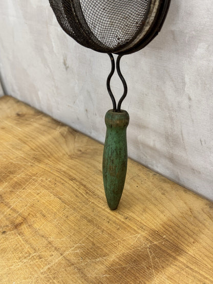 Handheld Handle Mini Green Strainer Vtg #S-1417