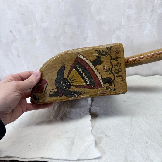 Wooden Folk Art Vintage Scoop Painted