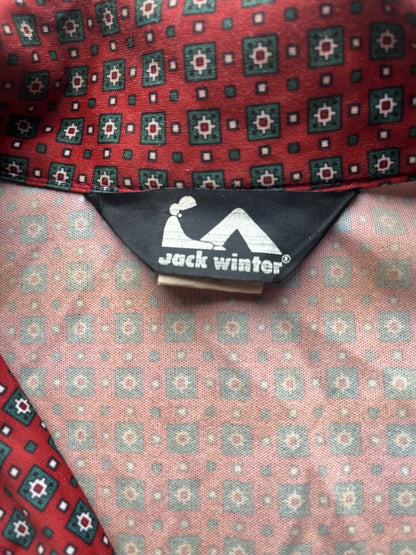 1970s Women’s L Sleeve Red Patterned Knit Jack Winter Shirt
