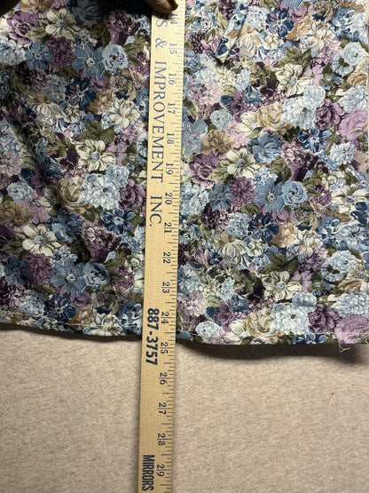 1960s, 70s Women’s Ruffled Knit Sheer Floral Print L Sleeve Top