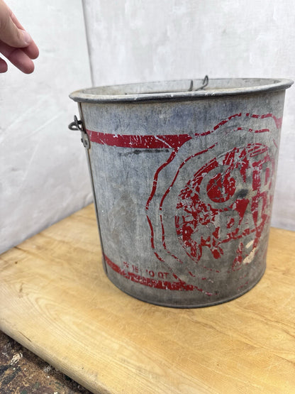 Metal Minnow Fishing Bucket Vintage #1231