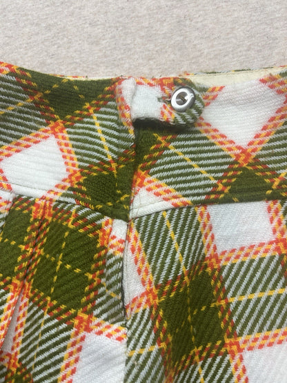 1950s, 60s Youth Girls Wool Green Plaid Skirt