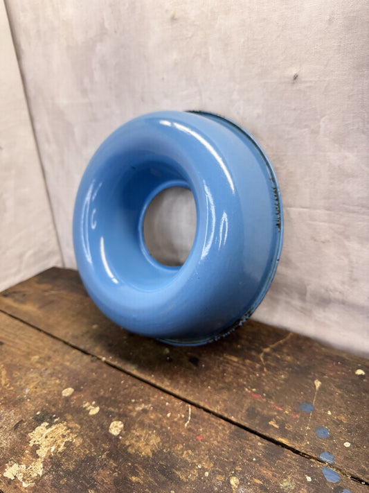 Blue And White Enamelware Bundt Cake Pan Antique #1379