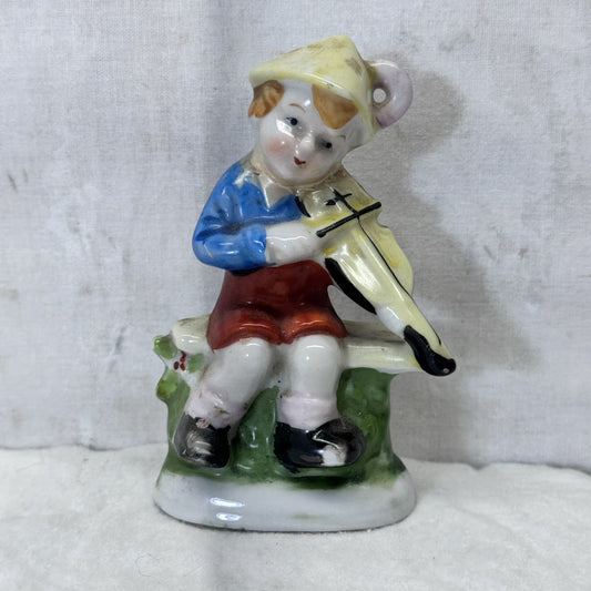 Occupied Japan Figurine Musician Boy Vintage