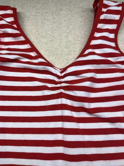 1980s Women’s Red & Wht Stripe Sleeveless Body Suit 