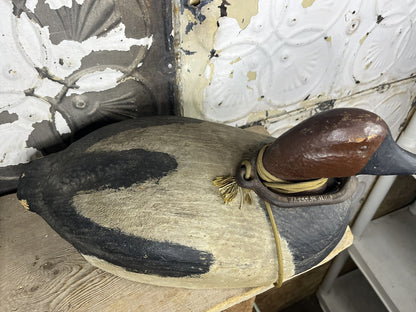 Antique Vintage Wood Duck Decoy With Minnesota Marked Weight