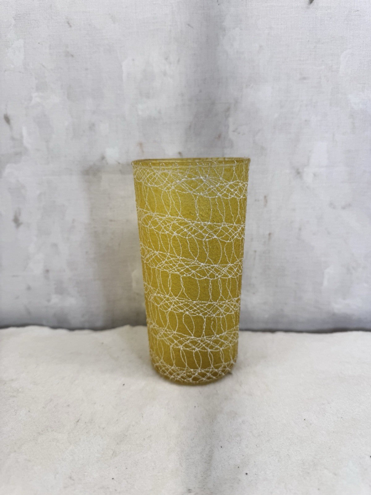 Vintage MCM 1960s Spaghetti String Yellow Glass