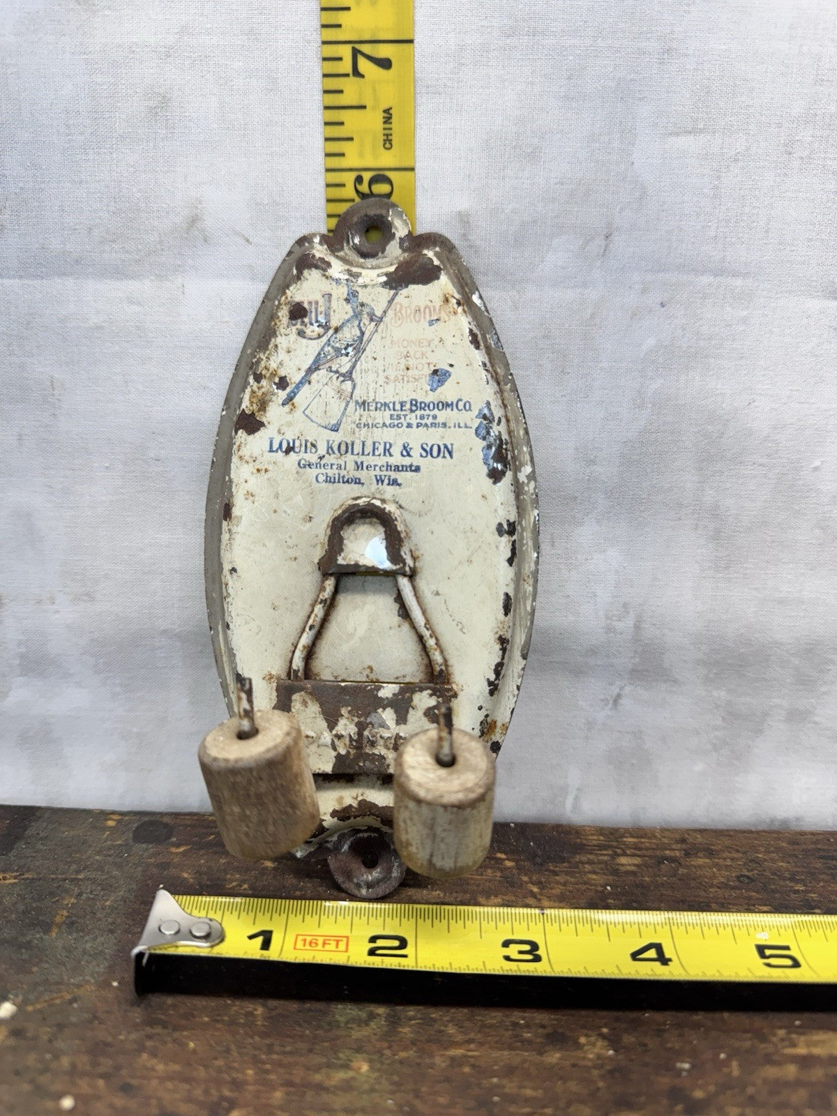 Chilton Wi Advertisement Louis Koller &Son Broom Holder Vintage #1050