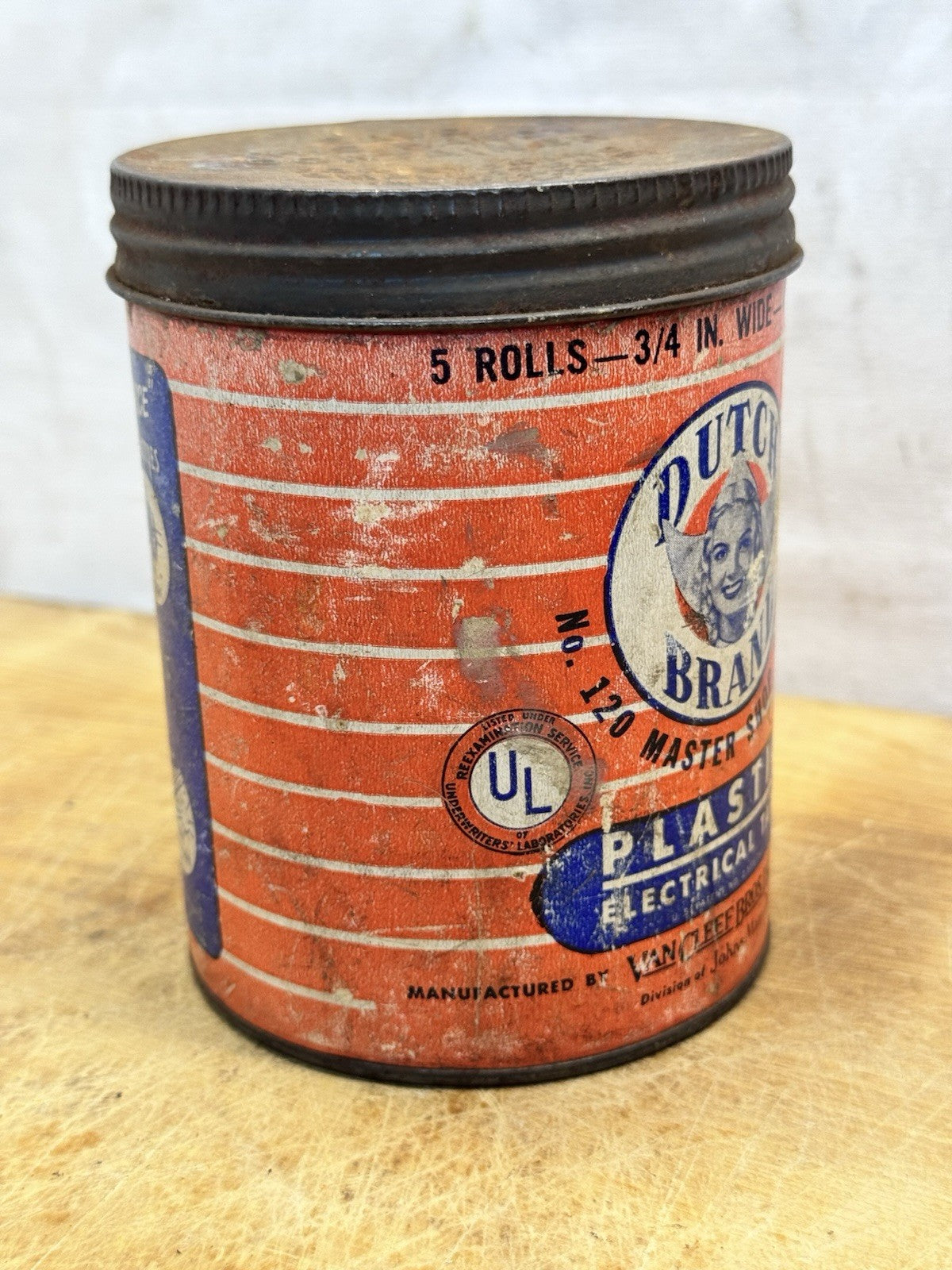 Dutch Brand Electrical Tape Composite Can Vintage Empty #1467