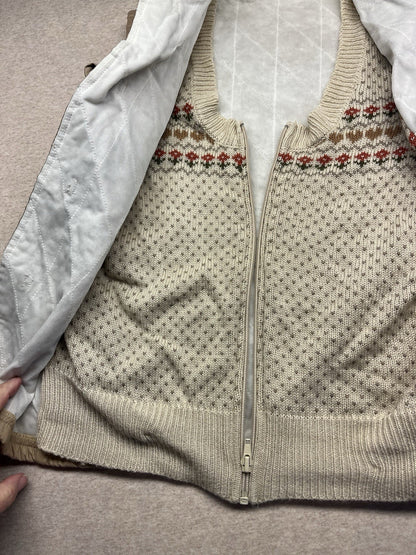 1980s Women’s Tan Vest W/sweater Print