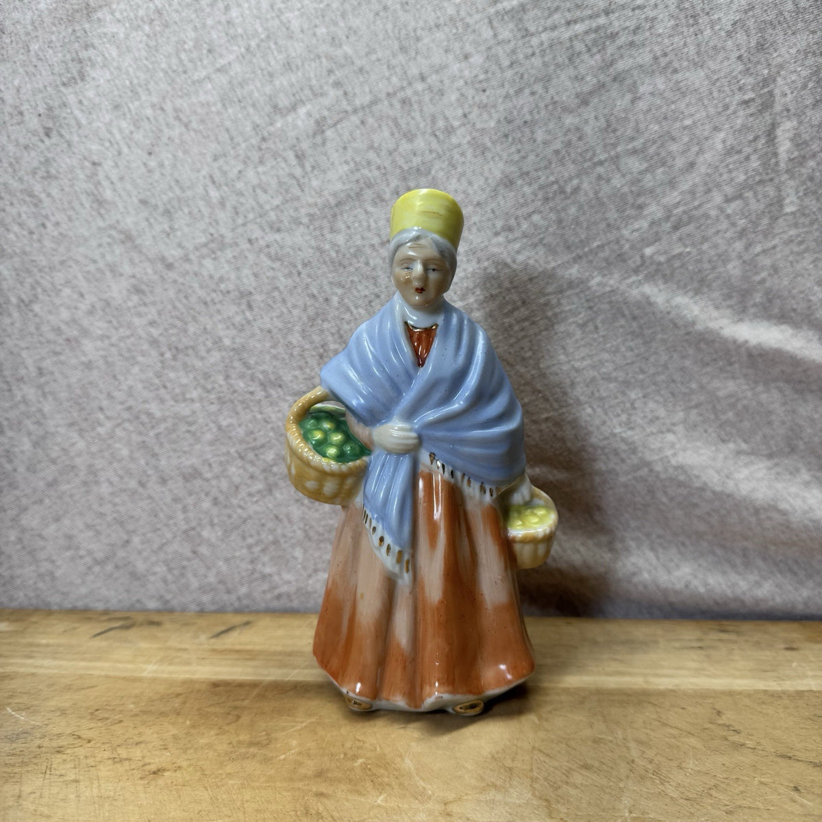 Lady Figurine With Baskets Occupied Japan Vintage
