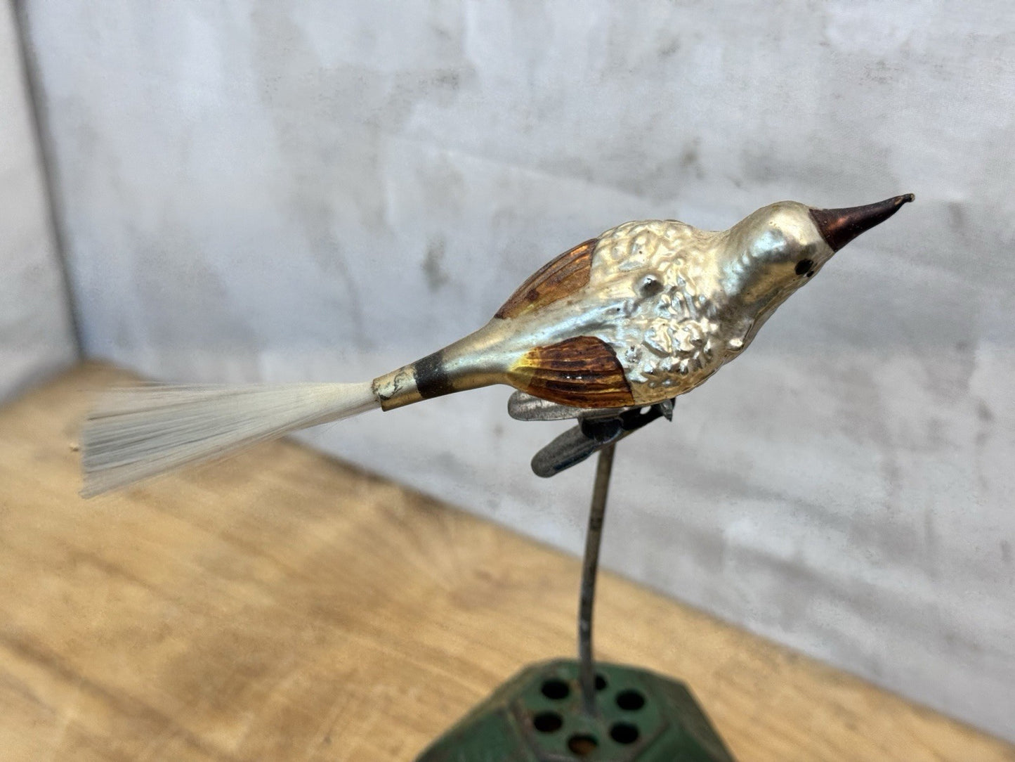 Antique Glass Bird Clip On Ornament #1487