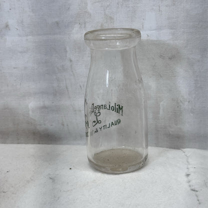 Milo Lange Dairy Co. Milk Glass Bottle Vintage 