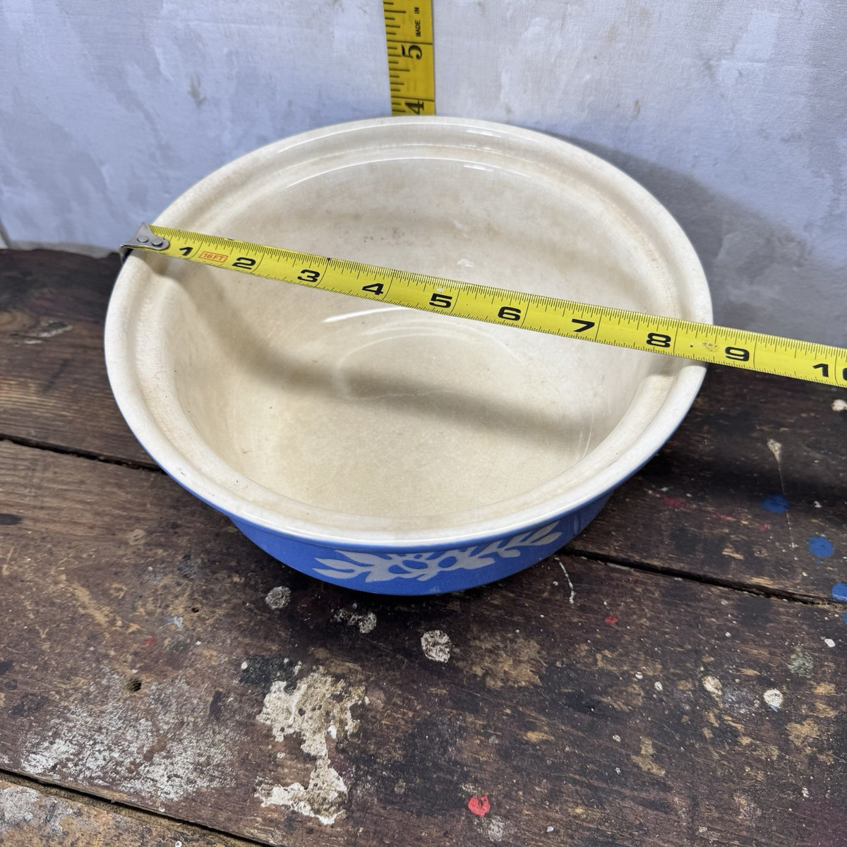 Blue Harker White Rose Carv-Kraft Cameoware Pottery Casserole Vintage