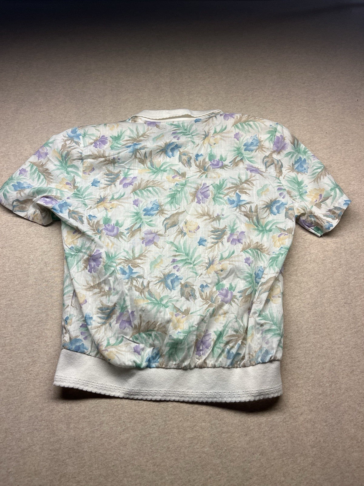 1980s Women’s Flower Prints S Sleeve Knit Top