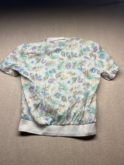 1980s Women’s Flower Prints S Sleeve Knit Top