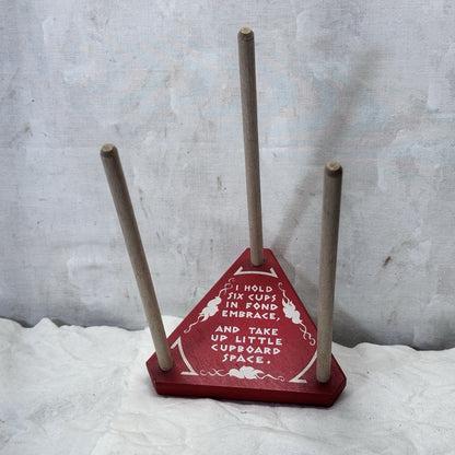 Wooden Six Coffee Cup Holder Vintage Space Saver