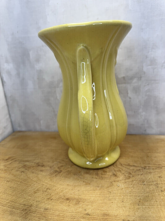 Yellow Vintage McCoy Tassel Vase W/2 Handles #1026
