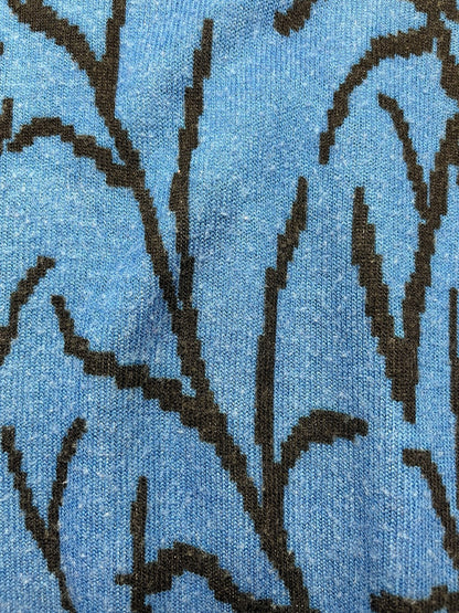 1970s, 80s Women’s Blue Pattern L Sleeve Knit Light Sweater