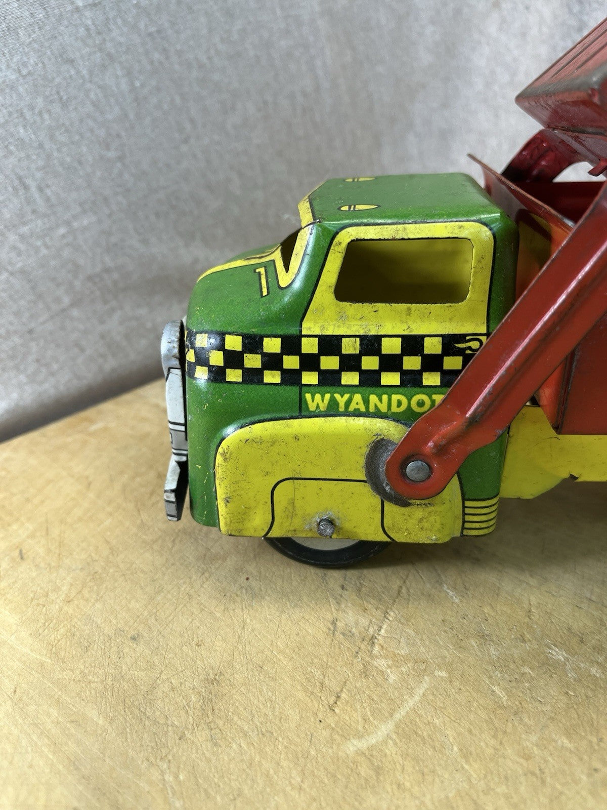 Wyandotte Tin Litho Toy Dump Truck W/ Plow