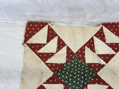 Hand Stitched Fabric Quilt Square Vintage