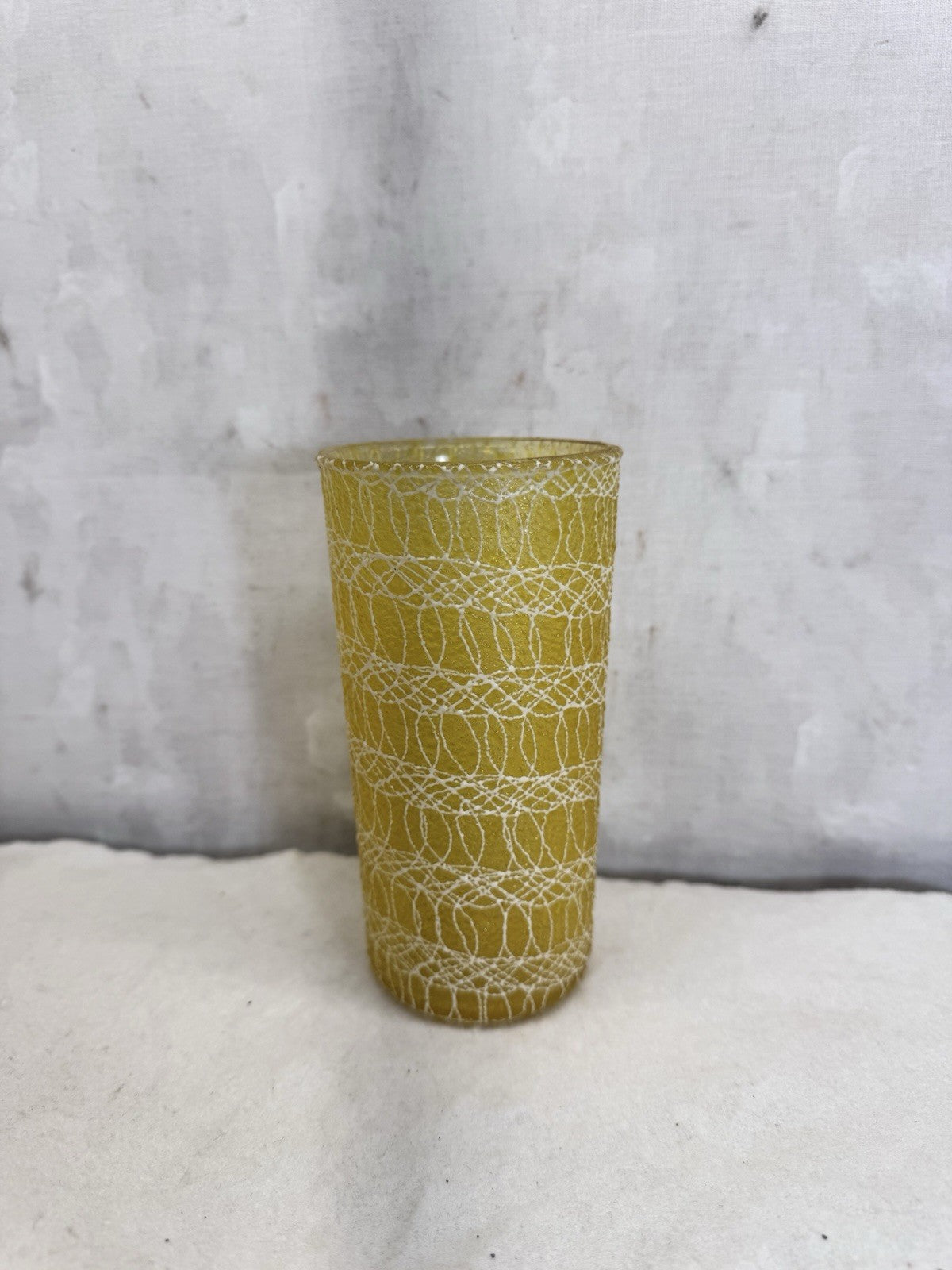 Vintage MCM 1960s Spaghetti String Yellow Glass