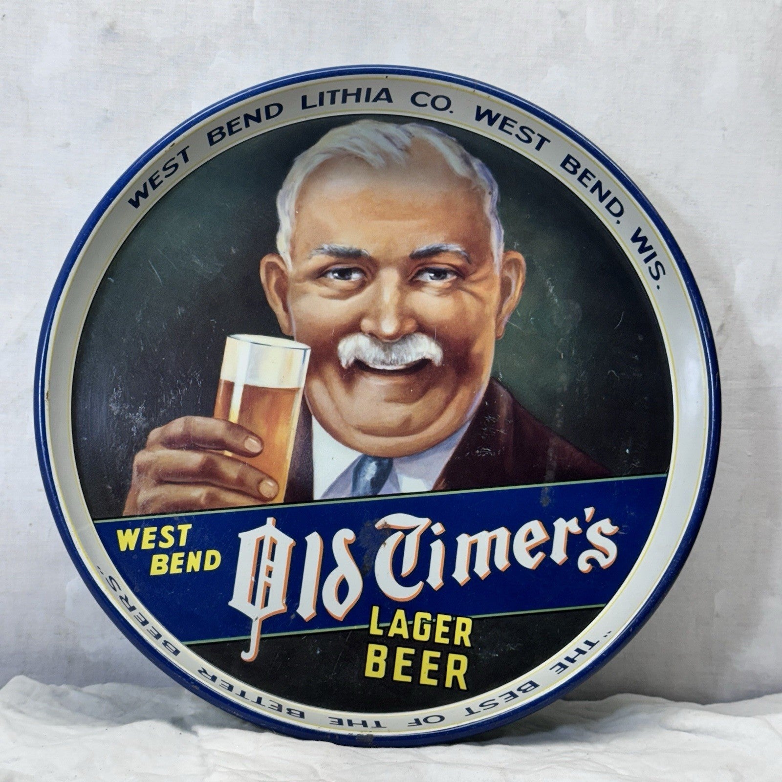 West Bend Old Timers Lager Beer Tray Wisconsin Vintage