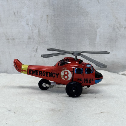 Tin Litho Emergency Helicopter Rescue Japan F.D.P Vintage Toy