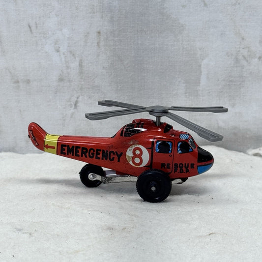 Tin Litho Emergency Helicopter Rescue Japan F.D.P Vintage Toy