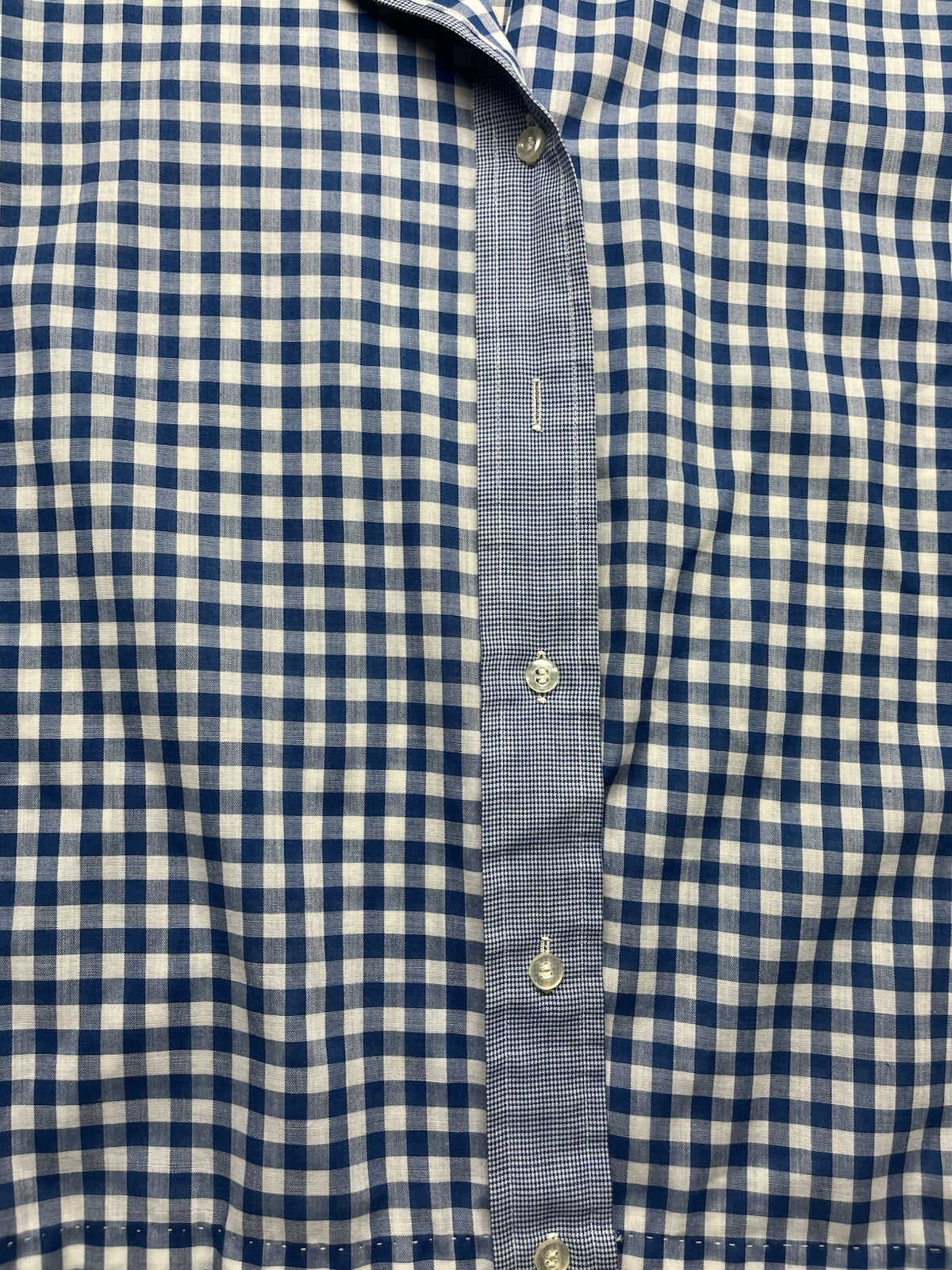 1960s, 70s Women’s Blue Checked L Sleeve Cotton Top