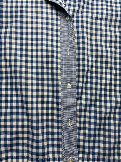 1960s, 70s Women’s Blue Checked L Sleeve Cotton Top