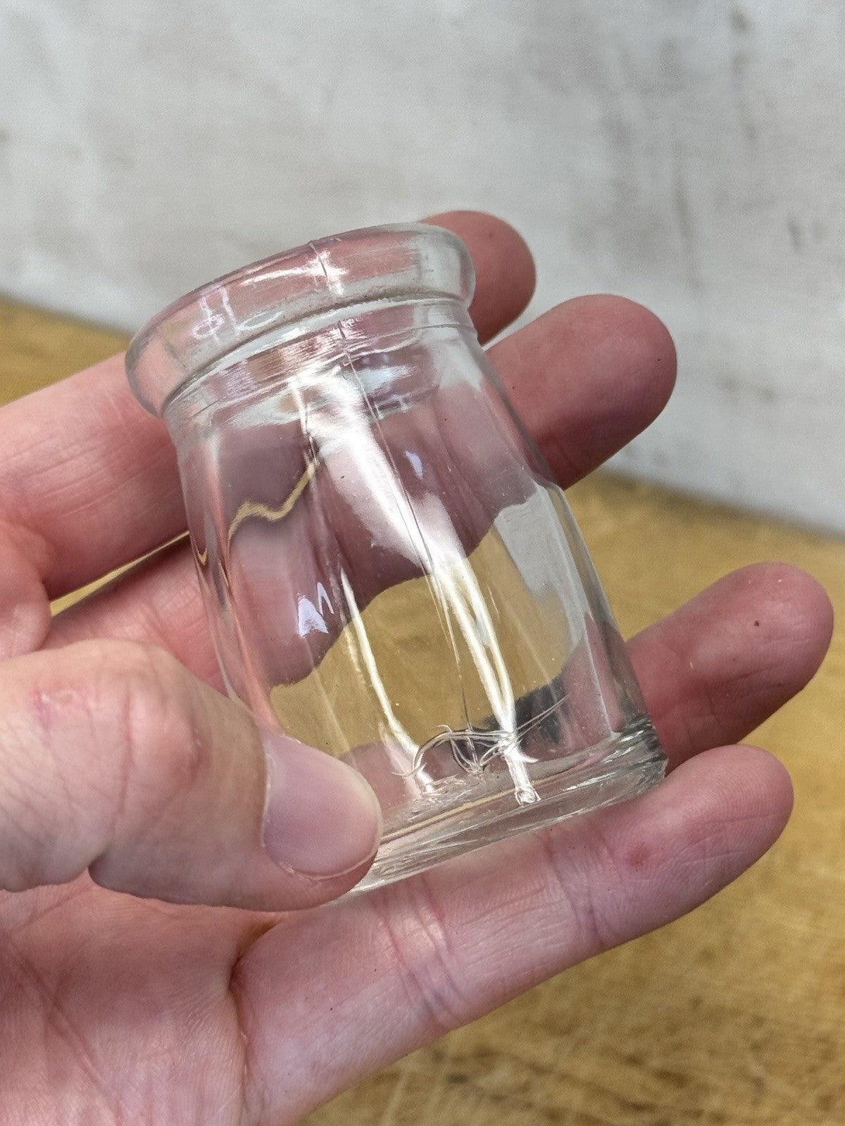 Mini Creamer Glass Clear Jar Vtg #S-1696