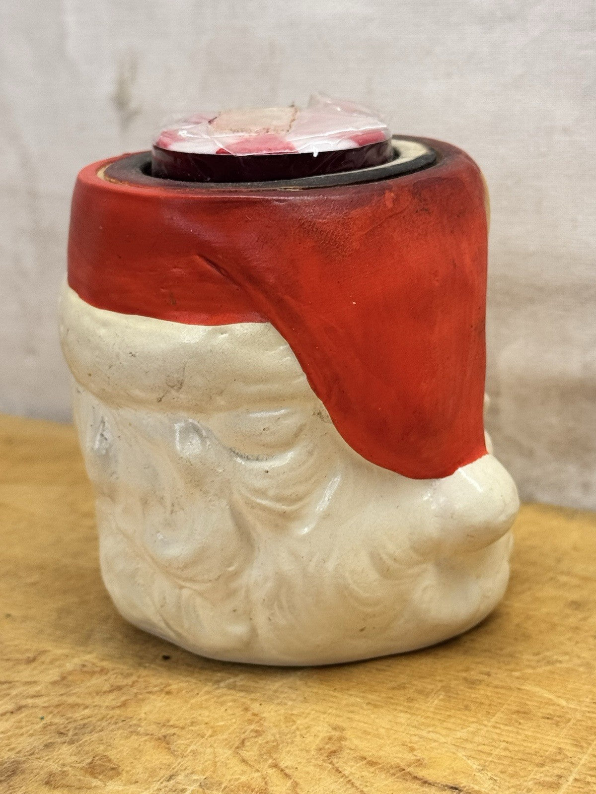 Santa Claus Head Candle Holder Inarco Japan NOS #1326